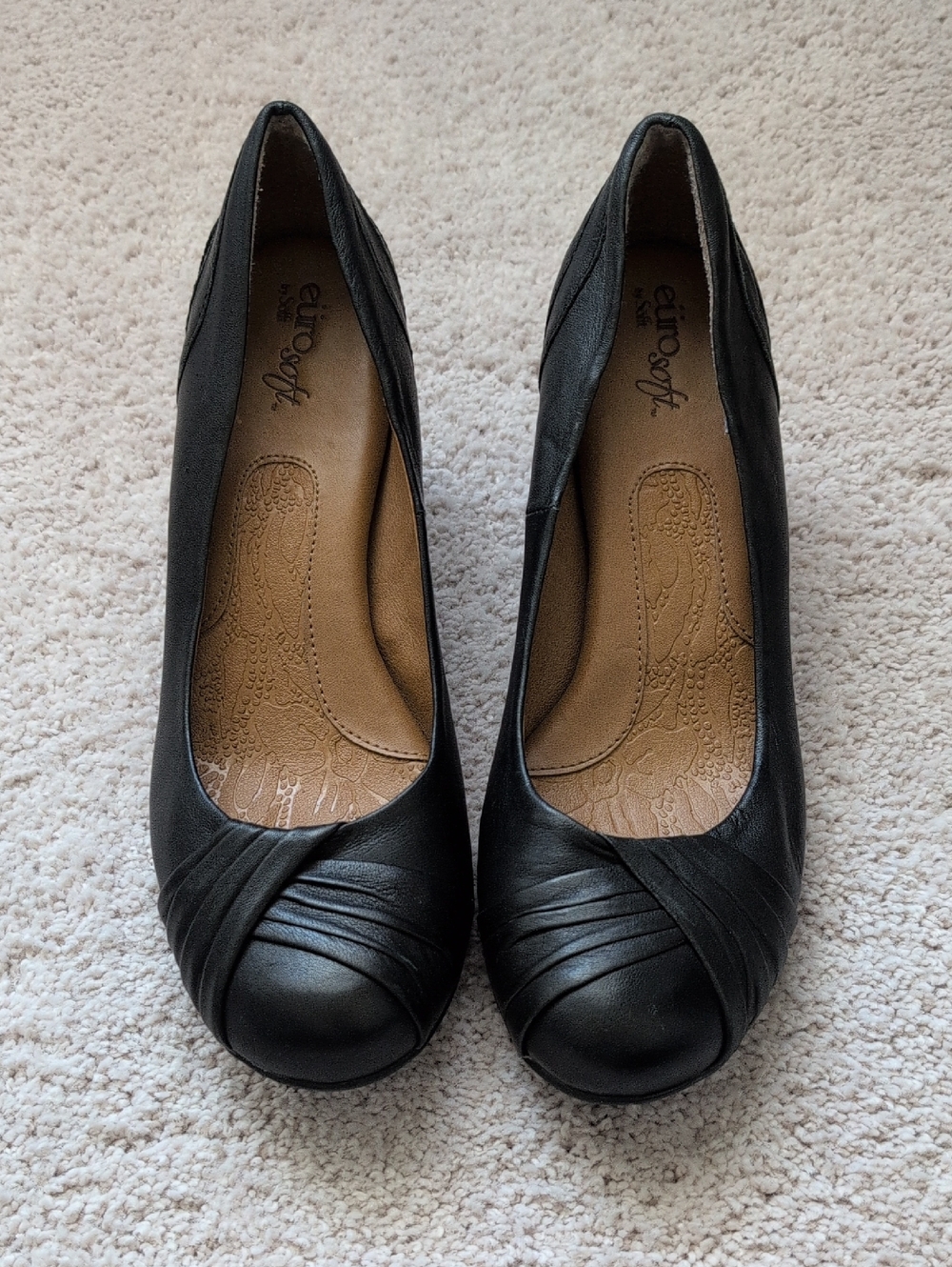 Eurosoft Black Women’s Wrap-Detail Wedge Low Heels Size 8.5